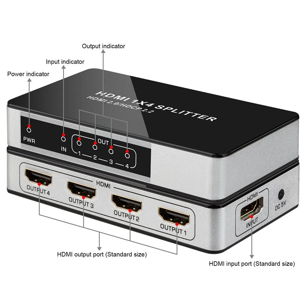 Переходник UHD HDMI 4K 60 Гц 1x4 1 вход 4 выхода 2 0 HDCP разделенный ретранслятор