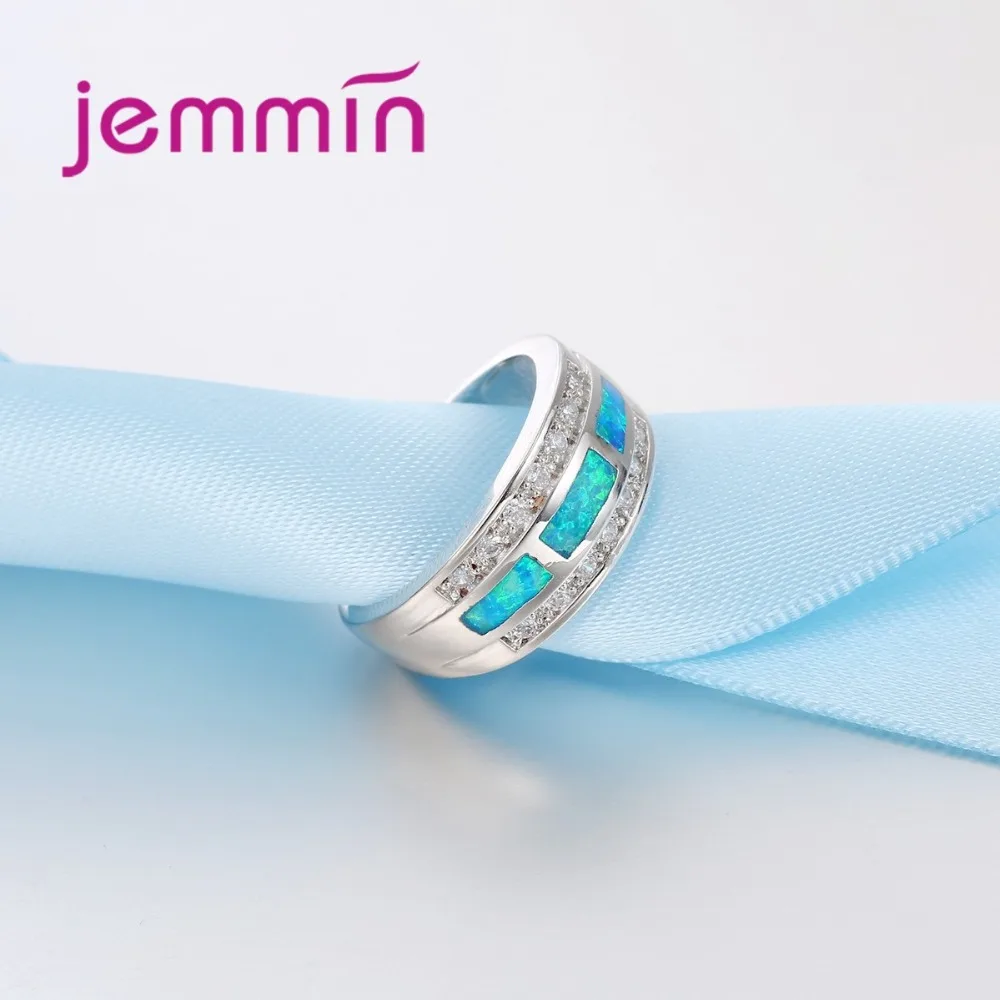 Женское кольцо стразы из серебра 925 пробы с голубым огненным опалом|ring ring|ring with