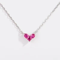 daisies hot selling 925 sterling silver love heart red necklaces pendant fashion women statement jewelry valentines day gift
