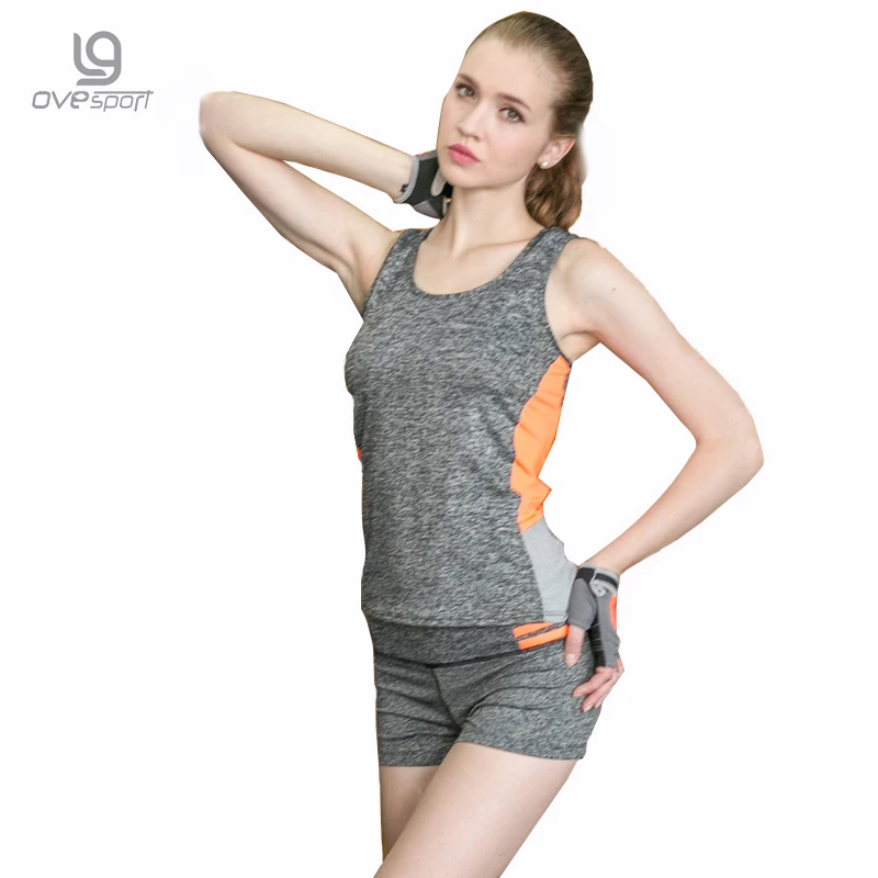 Женский костюм из 2 предметов OVESPORT Модный комплект футболки с круглым вырезом и