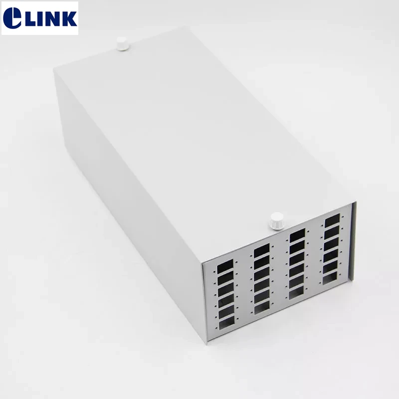 24 cores FTTH SC blank terminal box SPCC 24 ports LC DX fiber optic patch panel FTTX distribution  box Beige ELINK thickened