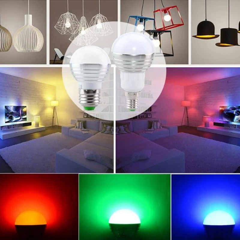 1 шт. AC85V 265V E27 E14 диммер светодиодная лампочка LED RGB лампы свечи 5 Вт магическое