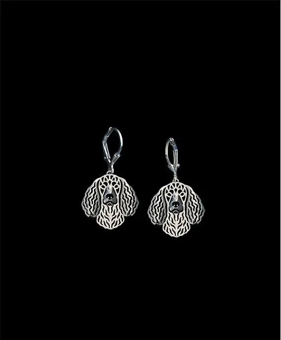 Уникальный ручной работы полые Американский водяной спаниель серьги с собаками