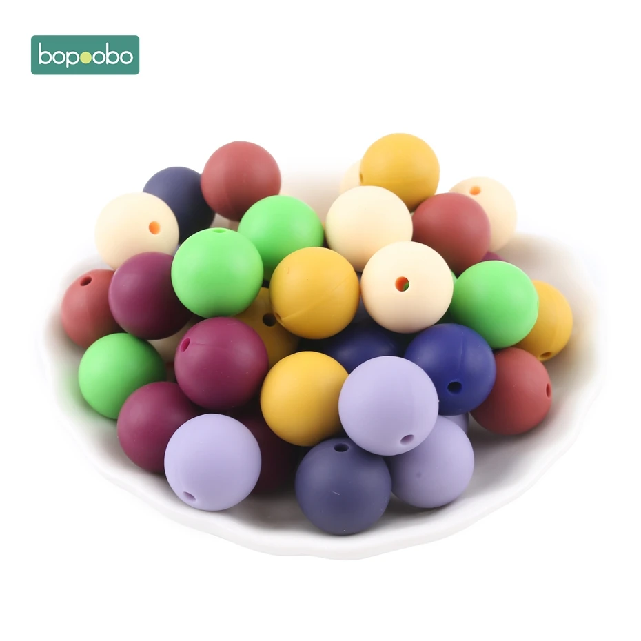 

Bopoobo 30pc Silicone Teether 15mm New Color Food Grade Teething Silicone Beads DIY Nursing Bracelet Baby Teether