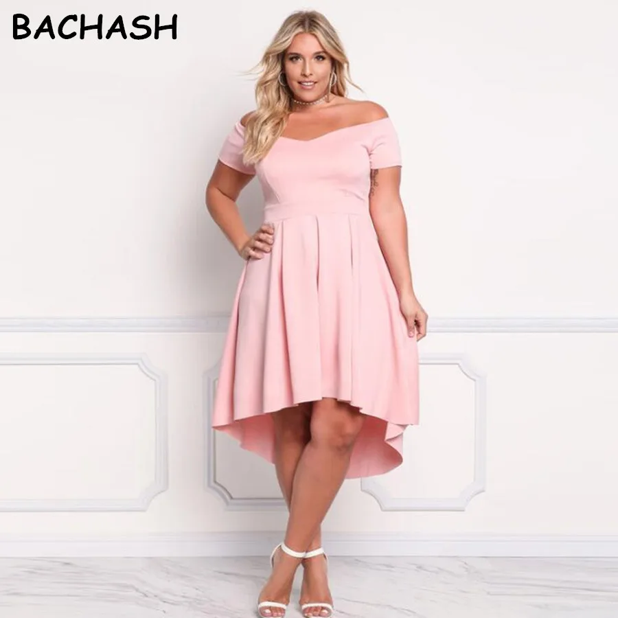 BACHASH 2018 новые летние Slash шеи с открытыми плечами Платье асимметричное платье