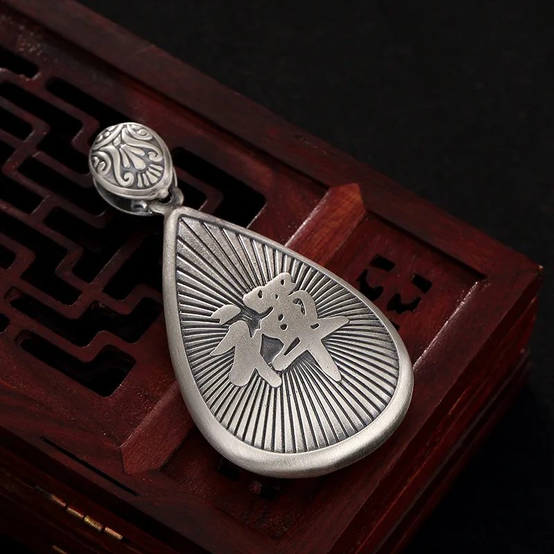 999 Чистое серебряное колье с подвеской Лотос в стиле винтаж, ручной работы, подарок для женщин и мужчин, изысканные ювелирные изделия оптом.