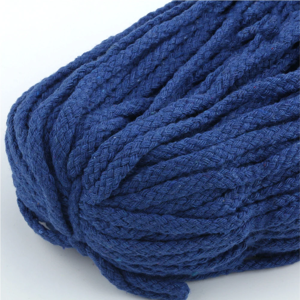 Royalblue 28 метров, 5 мм, 8 акций, круглый шнур из хлопка, декоративный шнур для рукоделия, веревки, витая хлопковая веревка, плетеные веревки, веревки для рукоделия - Цвет: Royalblue