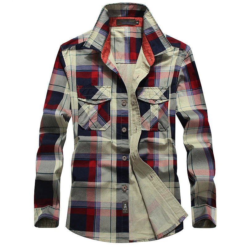 Afs джип бренд рубашка Для мужчин Рубашки домашние муж. 100% хлопок Camisa masculina армии