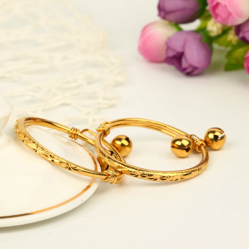 

Children's Bracelet Yellow Gold Filled Carved Baby Bangle Bracelet 53mm*4mm