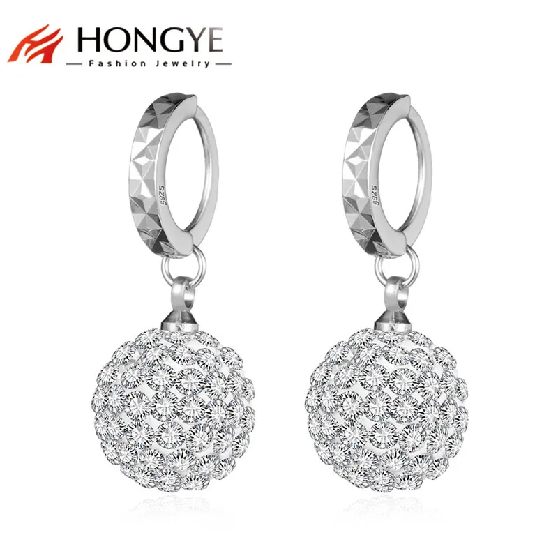 

Brand Fashion Drop Earrings Piercing Bijoux Micro Disco Ball Earring Clay CZ Crystal Earrings For Women Brincos