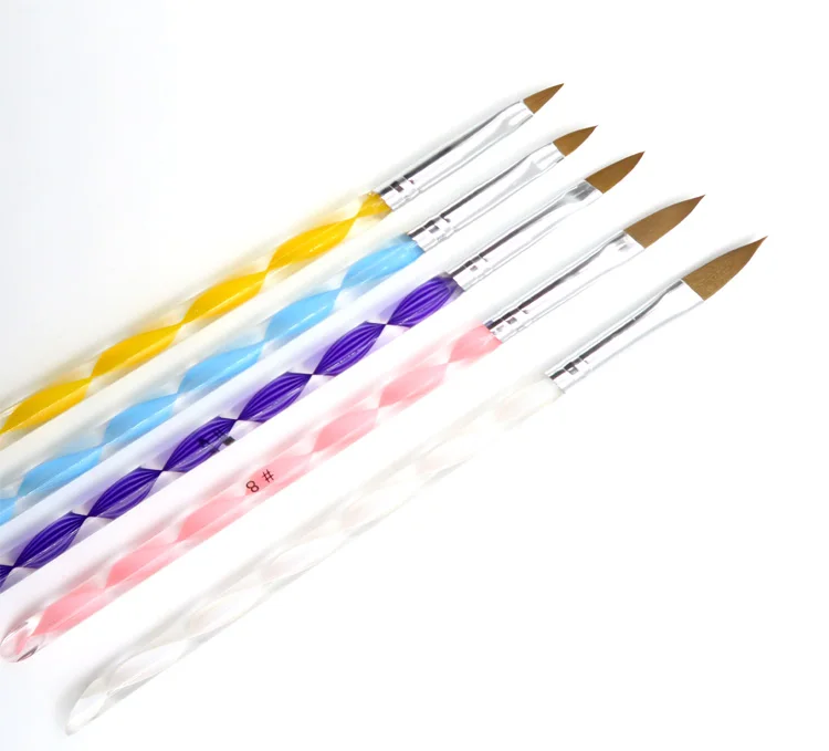 

5Pcs/set Nail Brush Acrylic Liquid Brush UV Gel Builder Painting Drawing Pen Brushes Cuticle Pusher Tool For Nail Gel