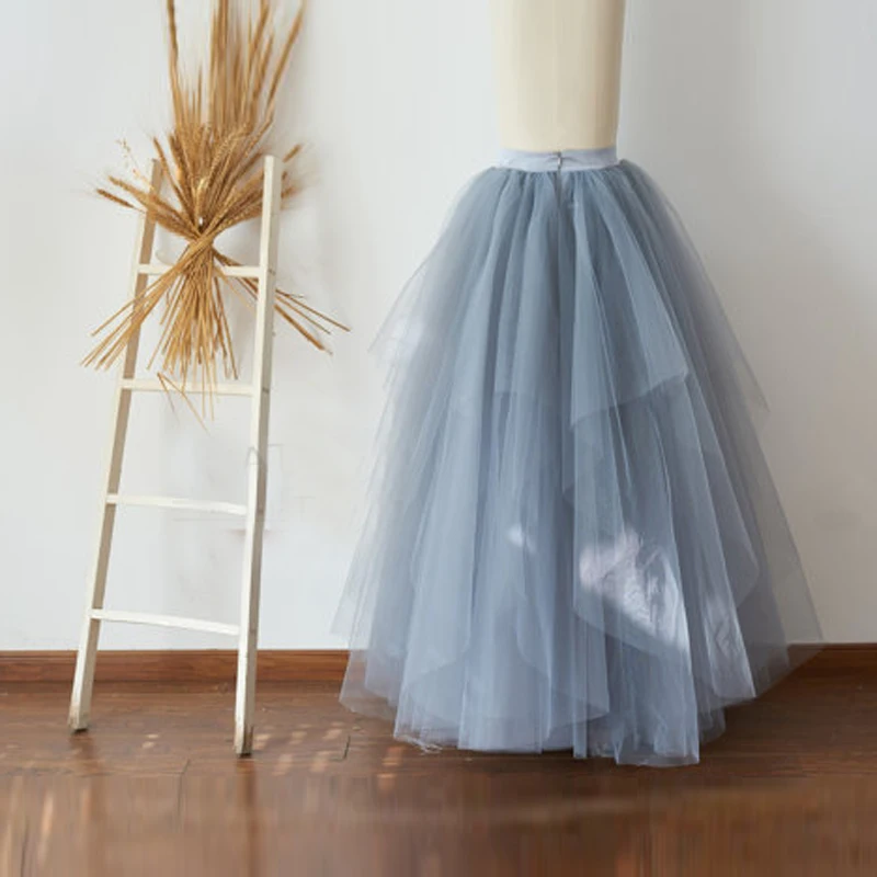 Женская длинная фатиновая юбка-пачка в пол Dusty Blue свадебная юбка подружки невесты