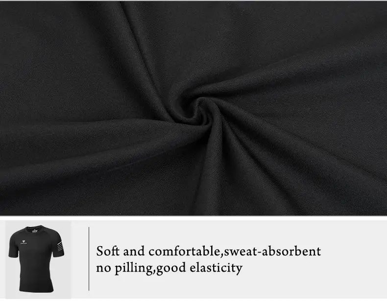 FANNAI Running Shirt Black Polyester Quick Dry Reflective Short Sleeve High Quality Top Gym Shirt Training Bodybuilding FN039