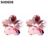 shdede 6mm cute jewelry gift crystal from austrian flower for women high quality fashion stud earrings 1205