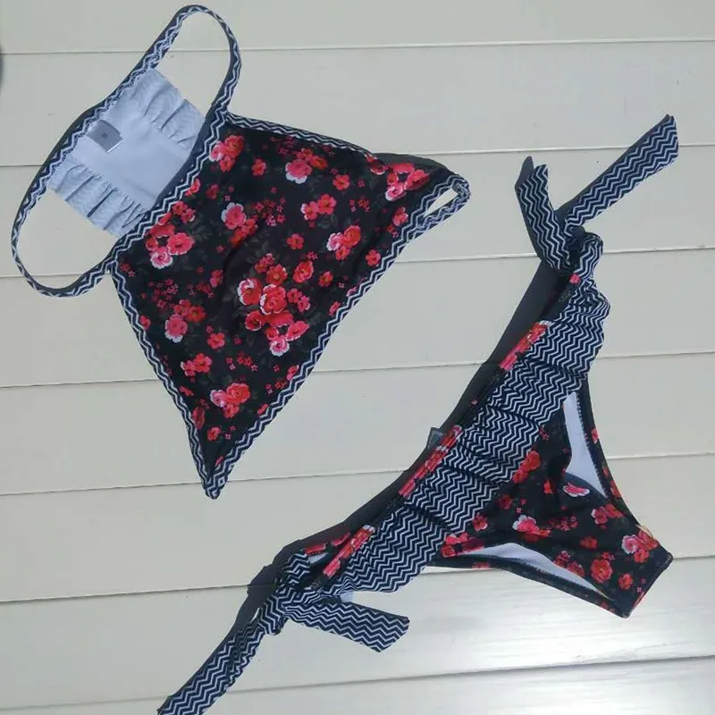 2018 Женский комплект бикини ярких цветов милые цветочные купальники хит продаж