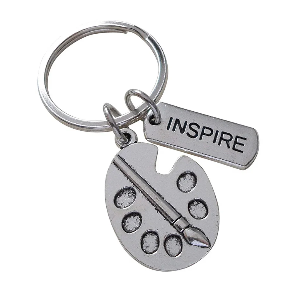 Yamily Inspire key chain silver tone Palette drawing board charm pendant keyring Creative Jewelry For Kids Collares | Украшения и