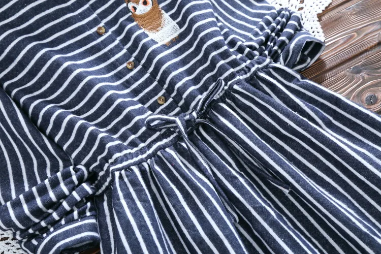 2019 Демисезонный Для женщин Сова платье с вышивкой Повседневное полосатый Trun