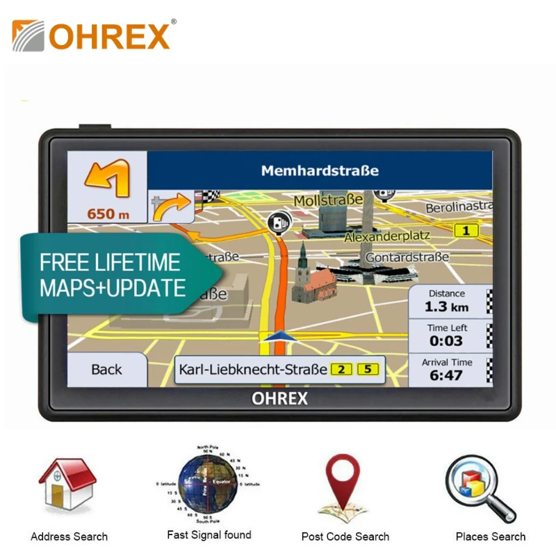 OHREX 7 дюймовый автомобильный Автомобильный GPS навигатор с европейскими русскими
