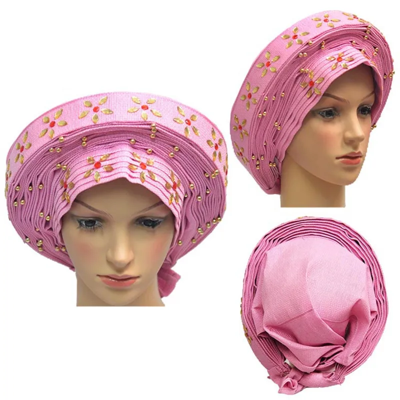 Wholesale sego auto gele beaded african 020 aso oke headtie|Ткань| |