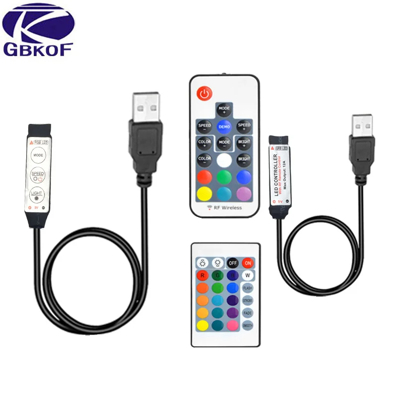 RGB пульт дистанционного управления для DC 5V USB Светодиодные ленты светильник 3