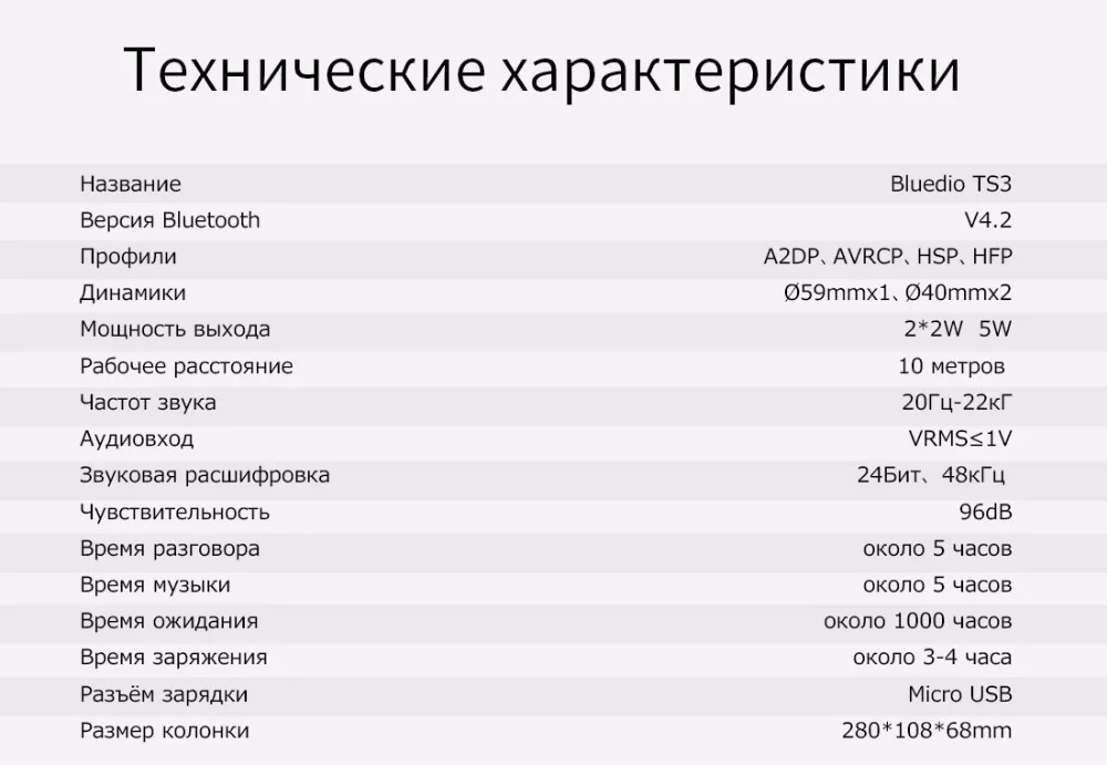 Bluedio TS3 Bluetooth колонки с басом оригинальные беспроводные и переносные колонки с Поддержкой SD карты и Звуковой Системой 3D стерео