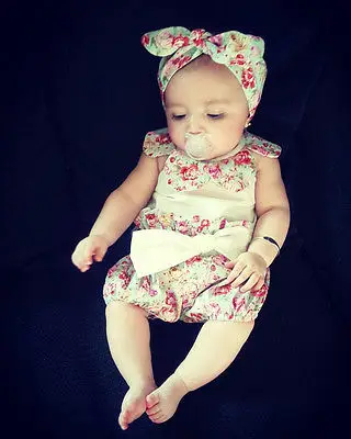 Одежда для новорожденных девочек милый комбинезон с цветочным принтом боди +