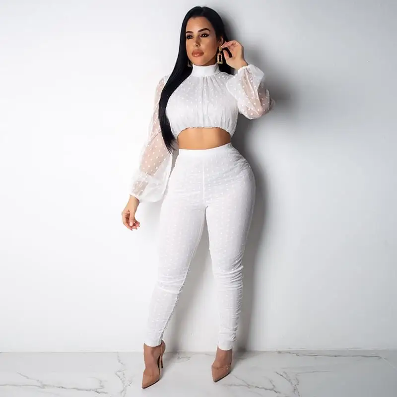 Комплект из двух предметов в горошек прозрачный сетчатый укороченный топ и