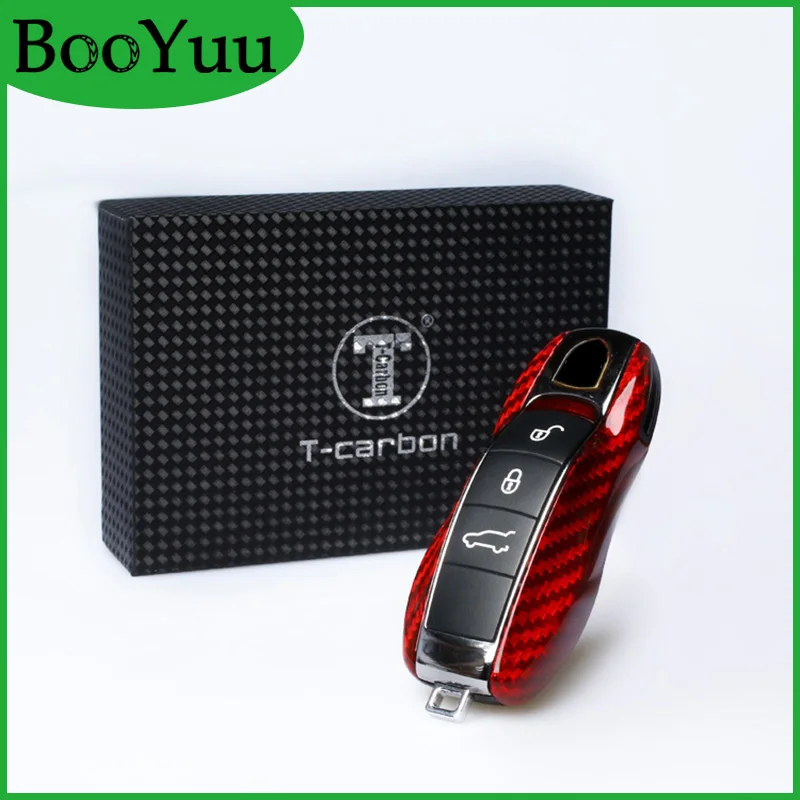 BooYuu T-Carbon Fiber Key Car чехол для ключа Крышка для Porsche 911 Macan Cayenne Panamera 4S брелок аксессуары