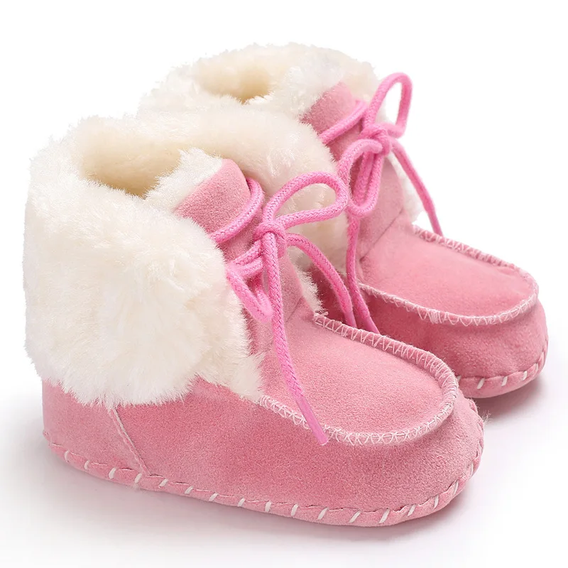 6 colors Winter Baby Snow Boots First Walker Soft Sole Leather Baby Girls Booties Faux Fur Boy Baby Infants Warm Shoes