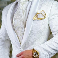 high quality one button white paisley groom tuxedos shawl lapel groomsmen mens suits blazers jacketpantstie w715