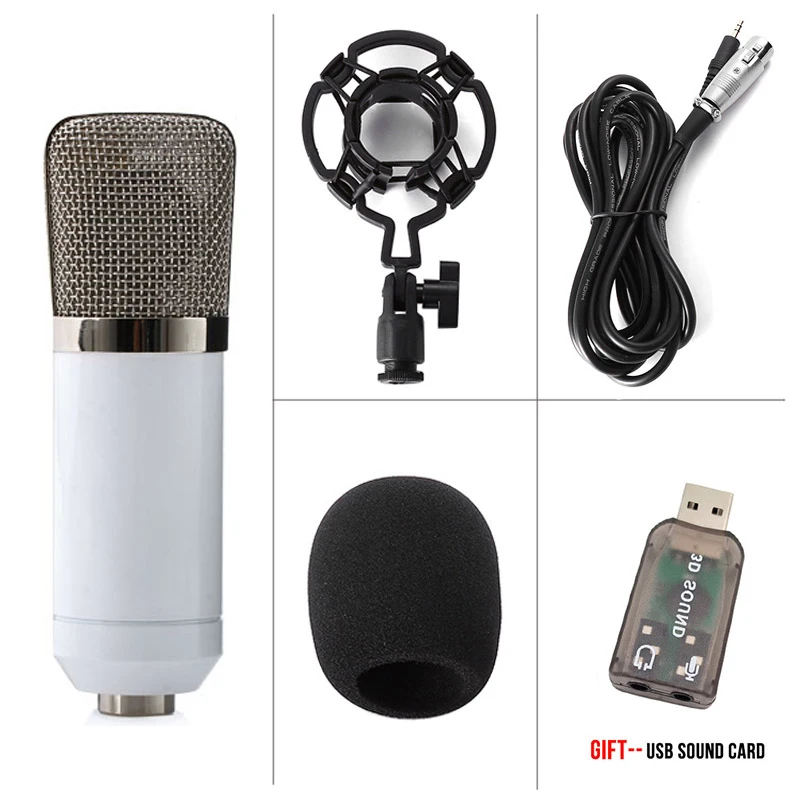White Without Box GEVO BM 700 конденсаторный микрофон для ПК Профессиональный 3,5 мм проводной Студийный микрофон для записи компьютера караоке фантомное питание BM700 - Цвет: White Without Box