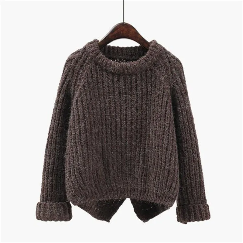 WKOUD Candy Colors Back Split Sweaters WomenBatwing Sleeve Knitted Pullovers Wide Needles Knitwear Jumper Streetwear M8196 | Женская