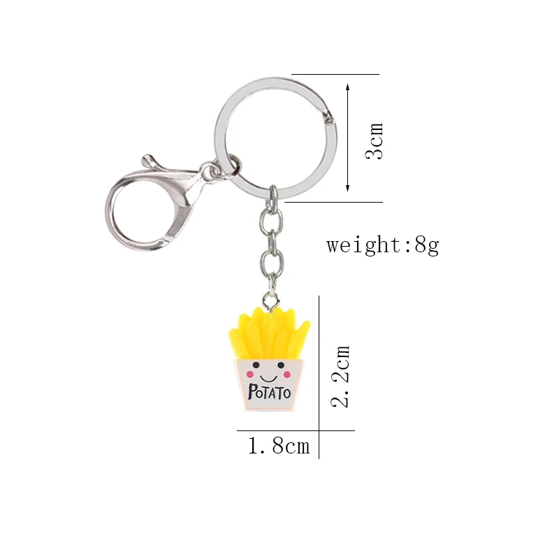 Cute Imitation food Keychain Hamburger fries coffee milk popcorn cookies Key Chain Alloy resin Keyring Accessories Jewelry | Украшения и