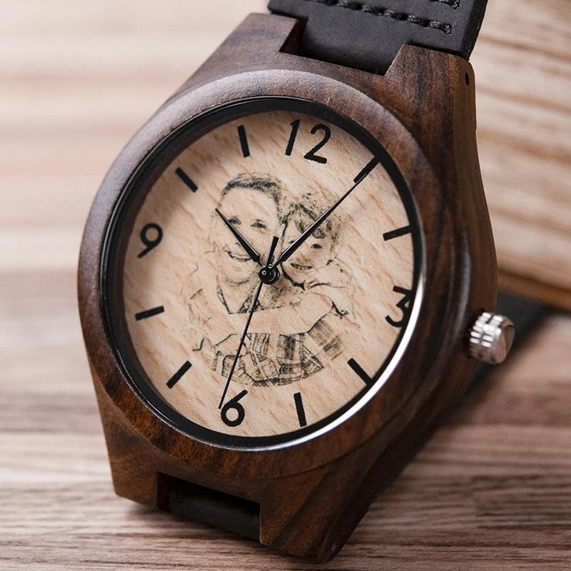 Часы reloj hombre BOBOBIRD с фотографией деревянные часы на заказ мужские Потрясающие