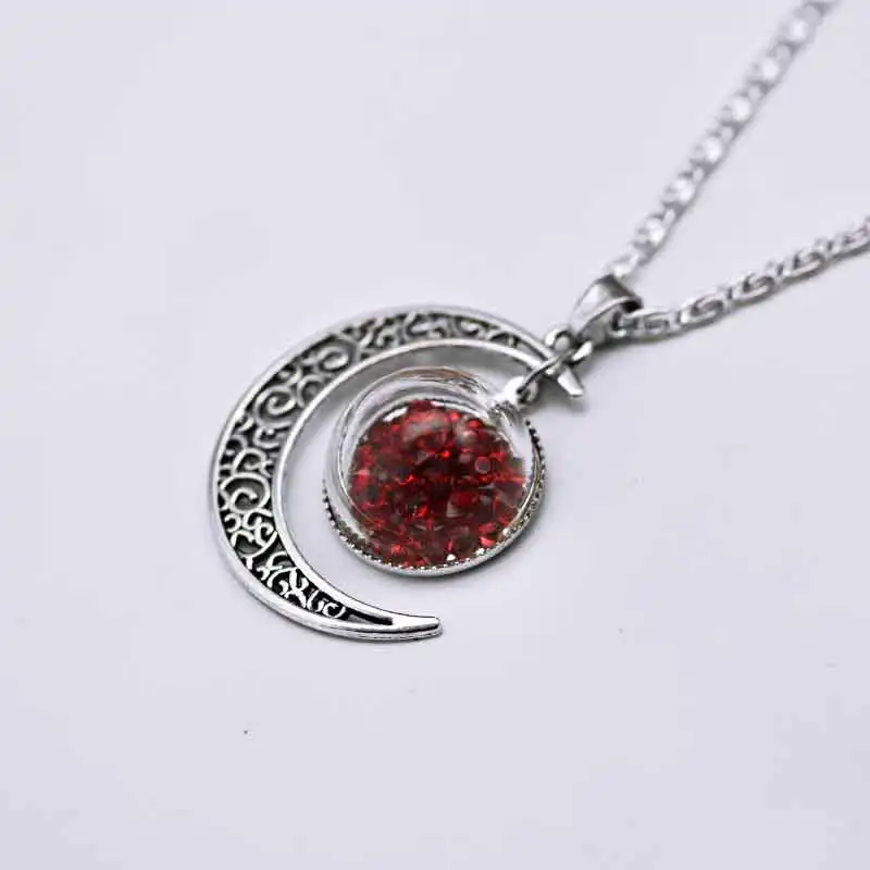 Новинка 2017 стеклянный шар ожерелье из горного хрусталя серебряное с лунным