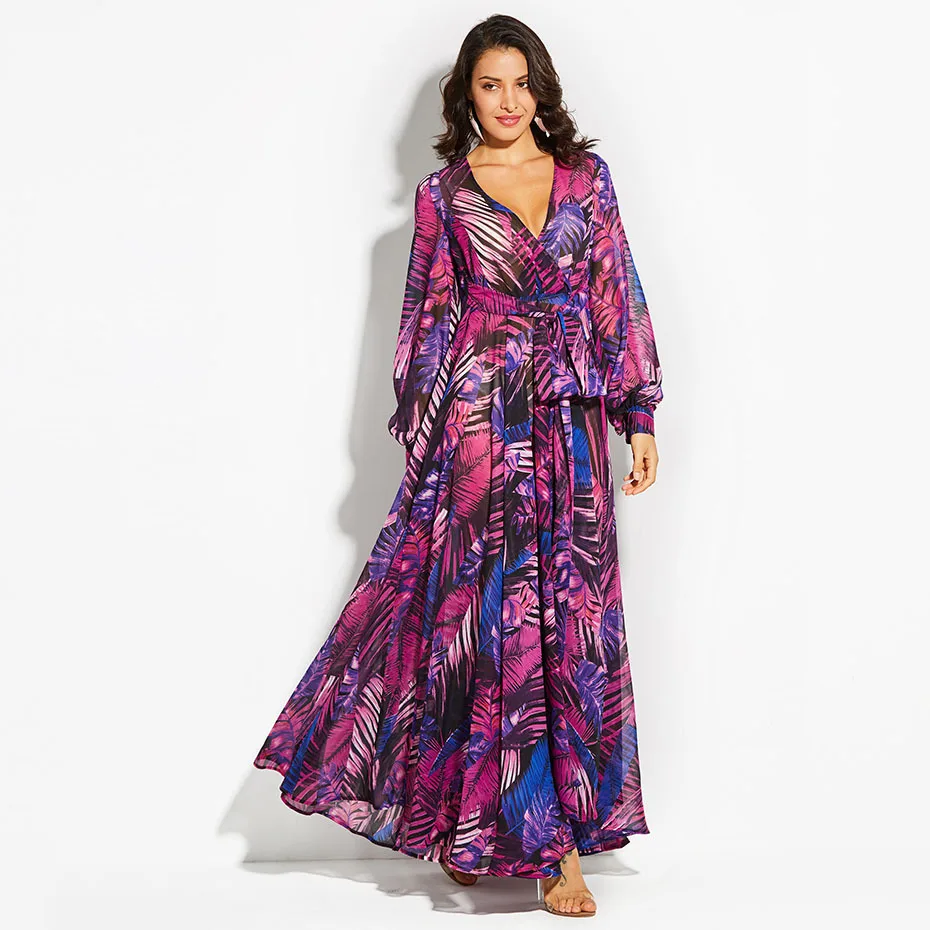 2019 летнее пляжное праздничное платье Boho Chic тропический принт сексуальные