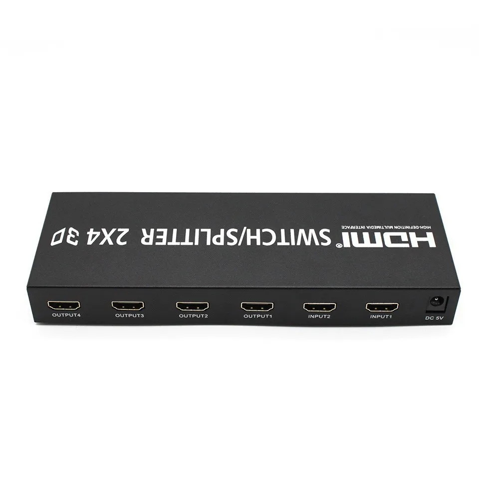 HDMI Splitter 2X4 Переключатель с аудио выход Switcher 2 в 4 для HDTV PC DVD PS3 Полный HD1080p Поддержка