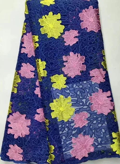New Arrival 100% Cotton African Guipure Material / Yellow nigeria Cord French Chemical Lace Fabric Swiss Voile High Quality | Дом и сад