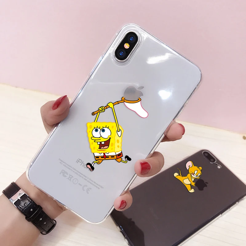 Прозрачный чехол для телефона iPhone X XS Max XR Tom Jerry мягкий силиконовый прозрачный iphone