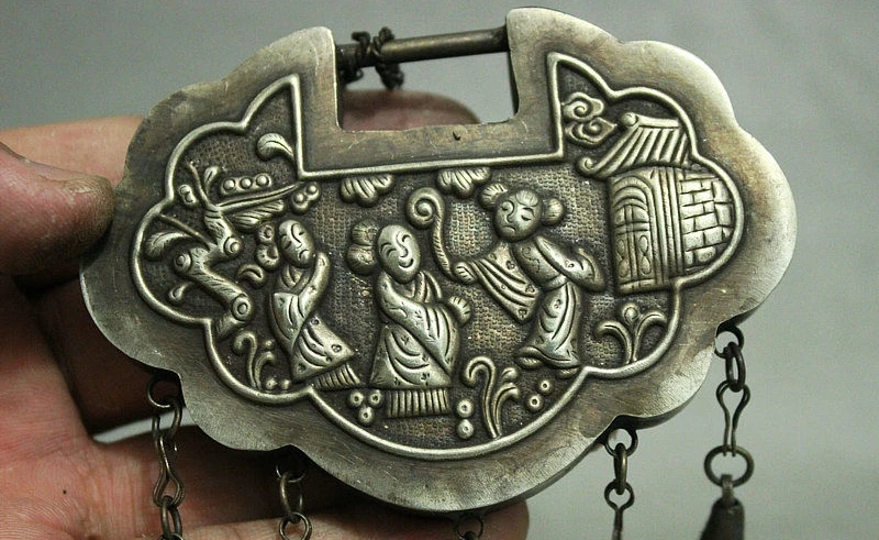 Древняя Китайская Народная 3 Belle рисунок Статуя Долголетия замок Кулон