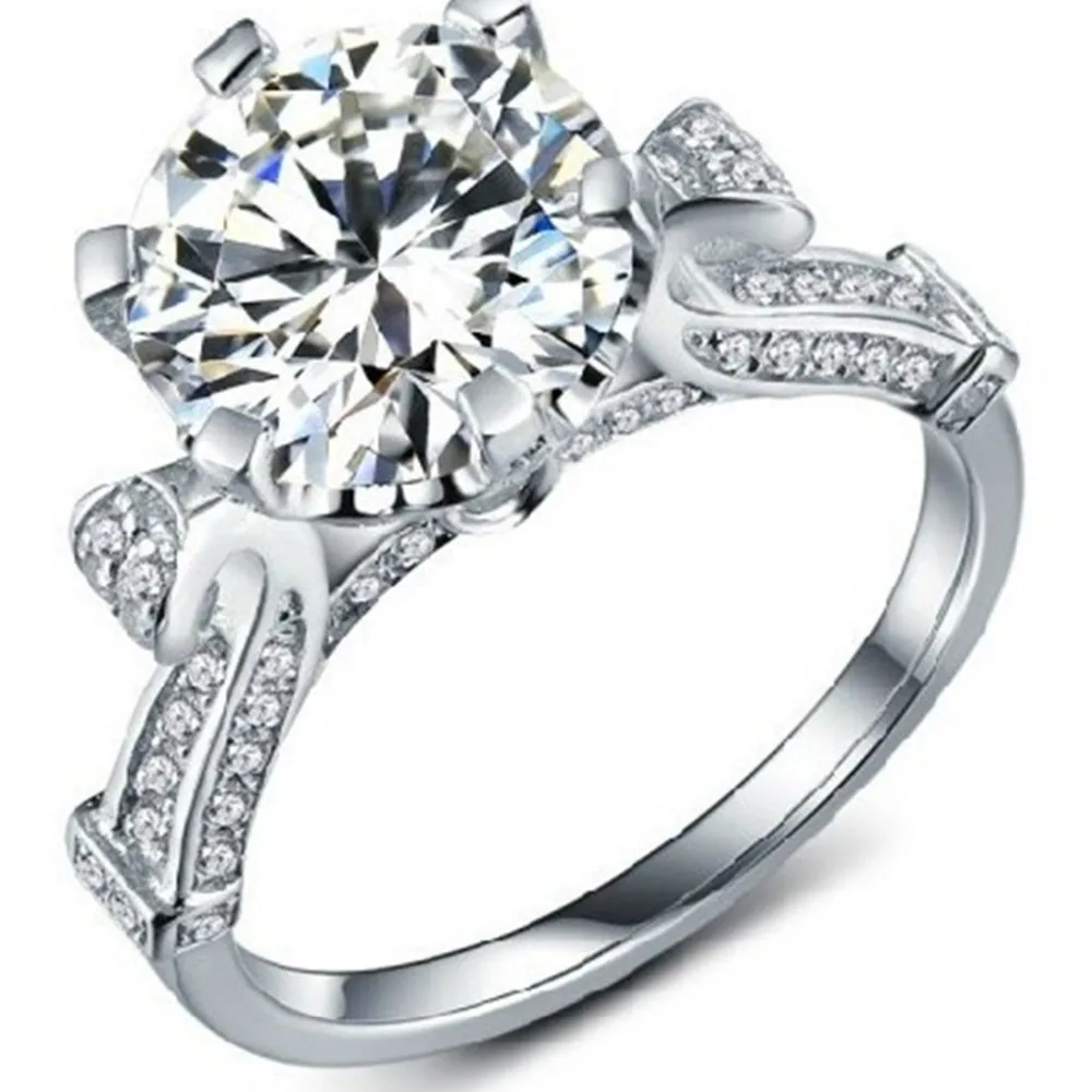 

Test Positive ! 4CT Moissanite Diamond Ring Big Stone Ring Women Engagement Sterling Silver Moissanite Jewelry Ring