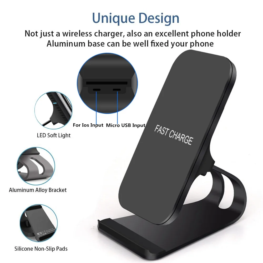 Беспроводное зарядное устройство Qi для iPhone X XS Max XR зарядка USB 10 Вт Индукционная