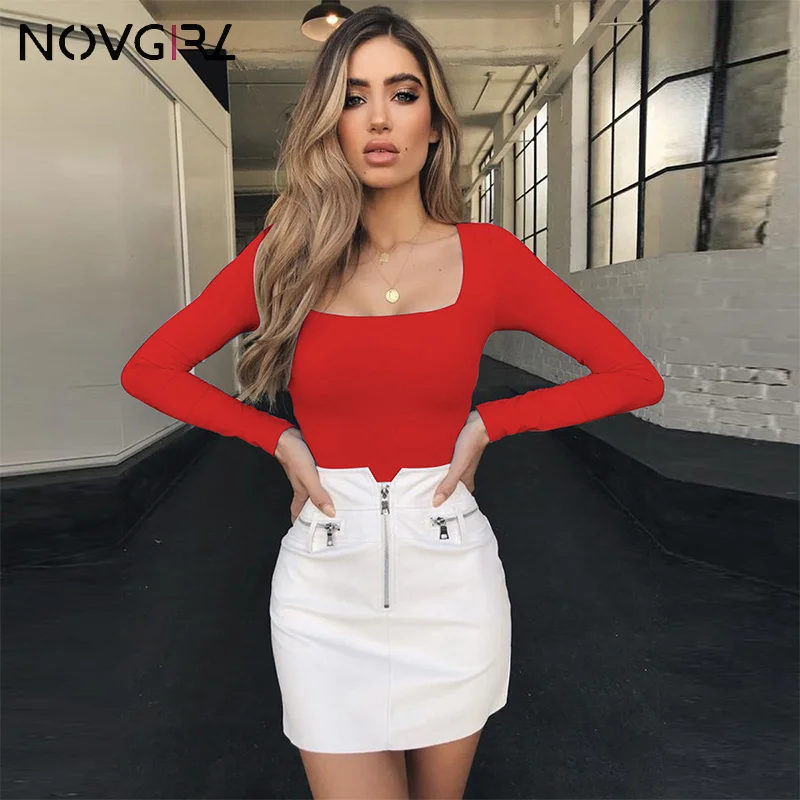 Женская футболка с длинными рукавами Novgirl однотонная эластичная хлопковая