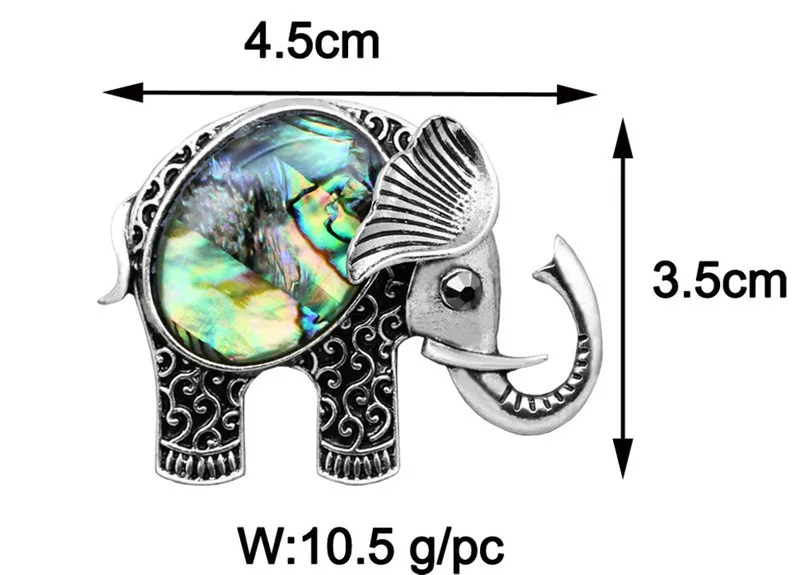 Vintage Elephant Shell Brooches Antique Silver Plated Personality Party Fashion Jewelry