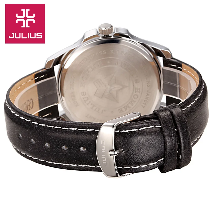Часы наручные Julius мужские в стиле ретро изящные модные спортивные с кожаным