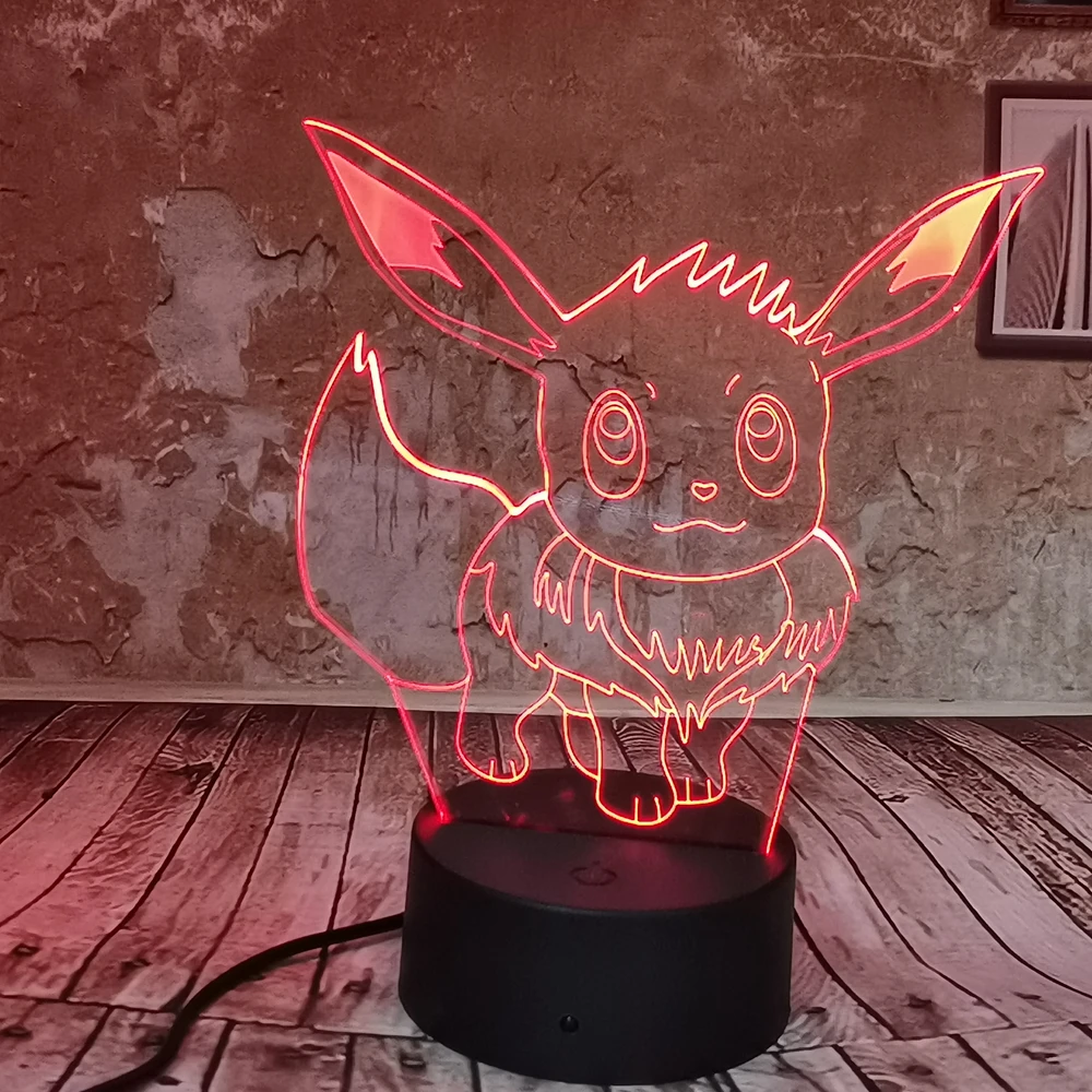 Прямая поставка милый креативный Покемон Evee 7 цветов ночник 3D Фэнтези градиент