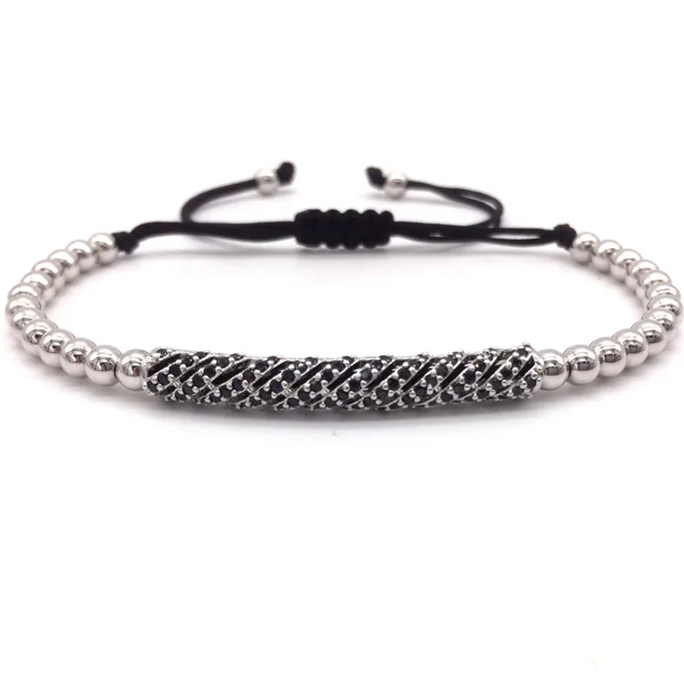 NAIQUBE 2017 Hot Brand New Trendy Braided Bracelets & Bangles CZ Long Tubes &4MM Copper Beads Macrame Jewelry For Men | Украшения и
