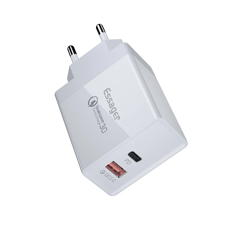 EU Plug White Essager 36 Вт Быстрая зарядка 3,0 USB зарядное устройство QC3.0 QC Тип C PD3.0 PD турбо настенное быстрое зарядное устройство для iPhone samsung Xiaomi Мобильный телефон - Тип штекера: EU Plug White