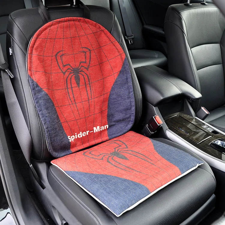 SHZD01 Spider Man Чехол для сиденья автомобиля с героями мультфильма marvel, Мстители, Бэтмен, капитан, универсальный защитный коврик, набор подушек для сиденья автомобиля, аксессуары для интерьера - Название цвета: SHZD01 Spider Man