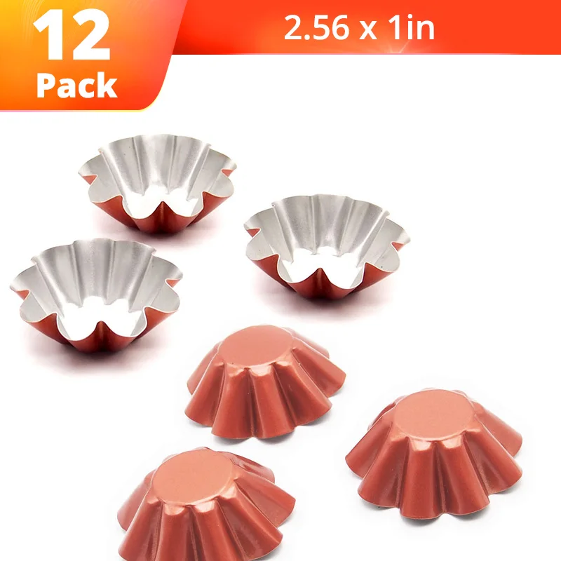 12-Pack 2,5-дюймовый цветок многоразовый кекс, яйцо форма-противень для кексов, антипригарный пирог плесень от Leeseph - Цвет: Orange set of 12